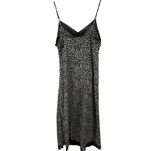 Y2K Crescent L Slip Dress Animal Print Side Zipper Sweetheart Lace Neck and Hem - Picture 7 of 16